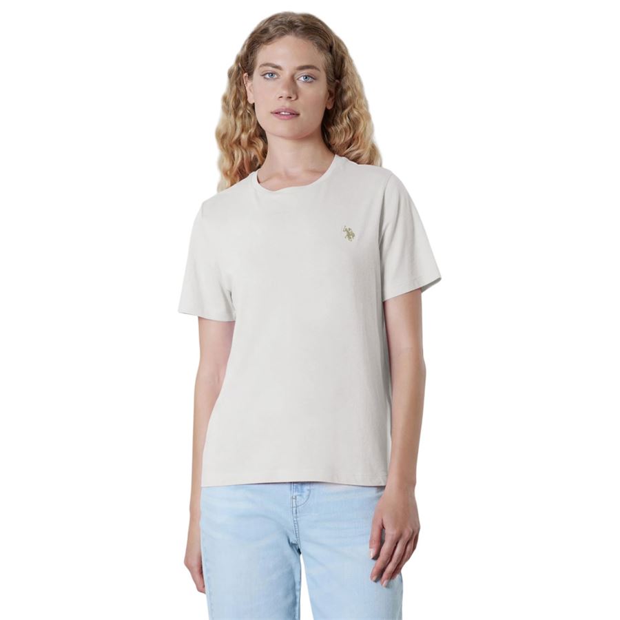 T-shirt girocollo da donna a maniche corte in misto cotone e viscosa premium quality U.S. Polo Assn | US41354004101